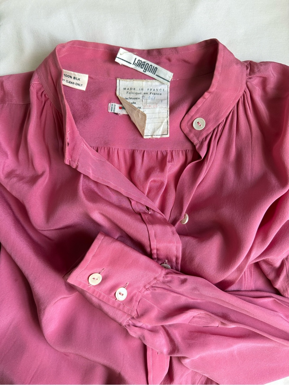 VTG YSL French Silk Women's Button-Up Shirt — Pink